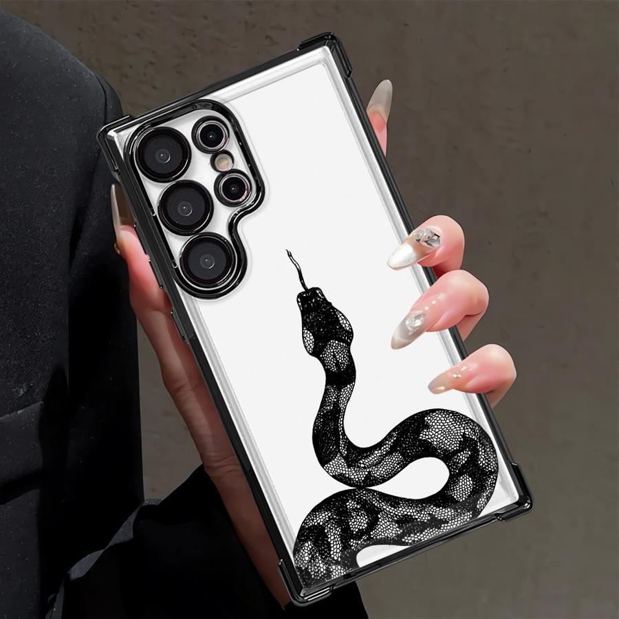

Stylish Black Snake Print Case for Samsung Galaxy 25 Note 20 Ultra S25Edge S24 FE S21 S20 Ultra S23 S22 Plus Phone Cover Funda Galaxy S25 Ultra