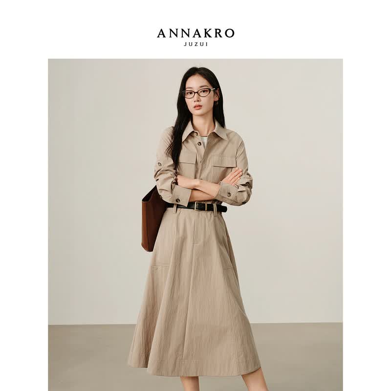 JUZI ANNACO Belted Mid-Length Work Dress L