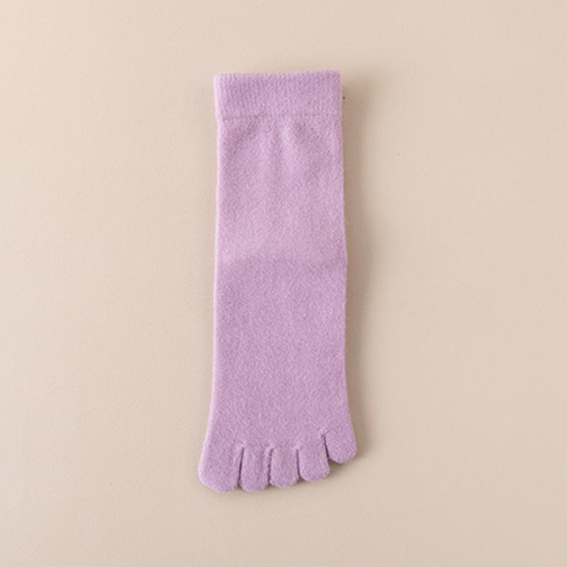 Women's Warm Wool Mid-Calf Five-Toe Socks - Multi-Color, Thick, Cold-Resistant for Autumn and Winter