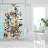 Cat Printed Shower Curtain Color Cartoon Lovely Animal Bear Polyester Fabric Hanging Curtains Bathroom Bathtub Decor with Hooks