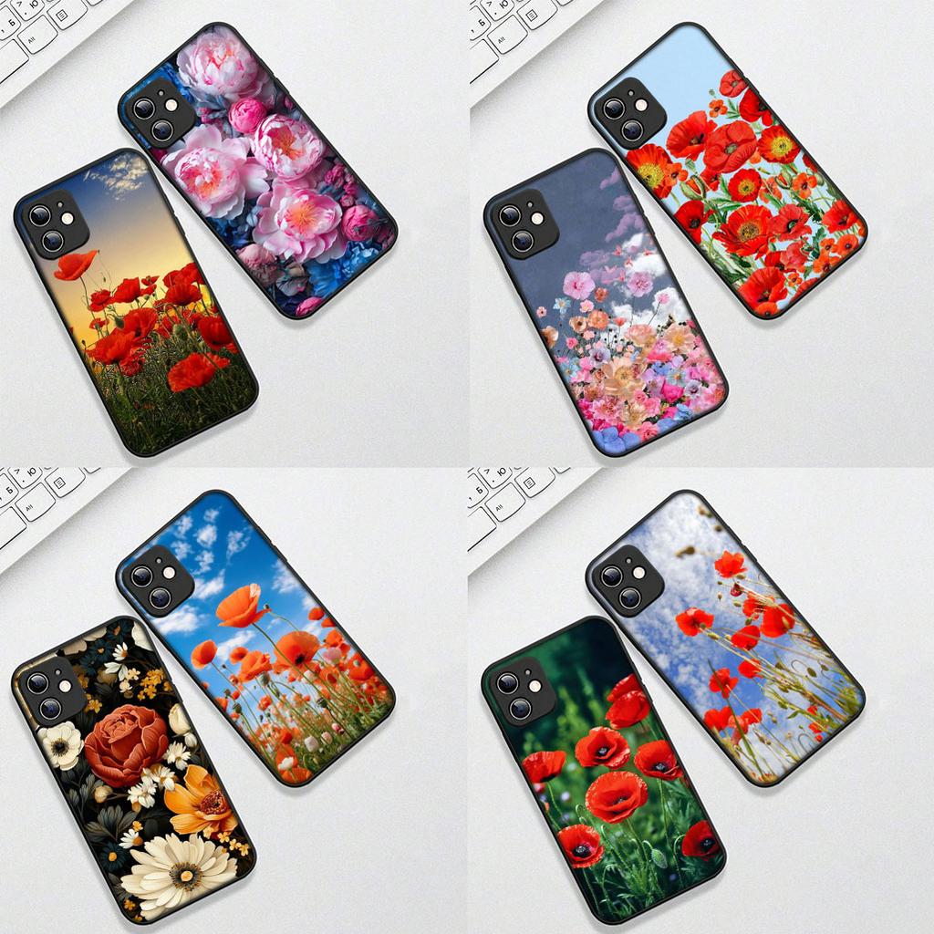 Casing for Samsung Galaxy S20 S22 S21 FE Ultra Plus A07 A17 A15 A16 A25 A57 A37 Phone Cover Protective Case Poppy Flower Bloom