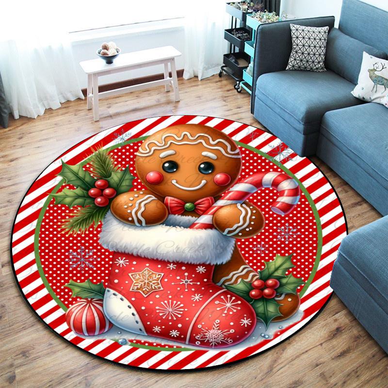 Cute cartoon gingerbread man Christmas gift rug home soft decorative anti-slip yoga table and chair mat carpet outdoor floor mat carpet Y1