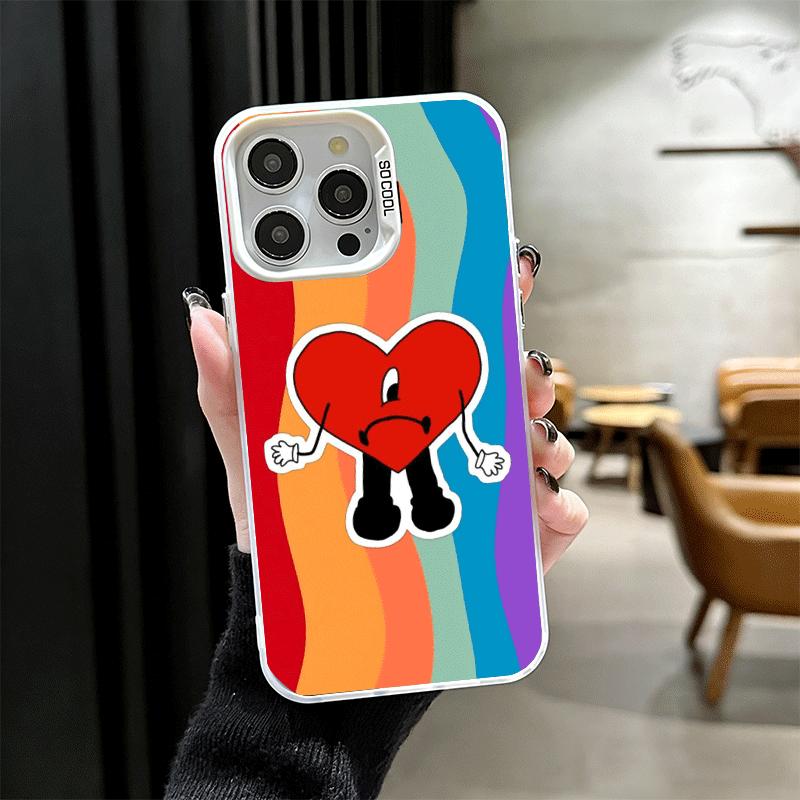 Bad Bunny Heart Shockproof Phone Case for iPhone 17 Air 16 16E 15 Pro Max 14 Plus 13 Mini 12 Back Cover Anti Fall Fundas