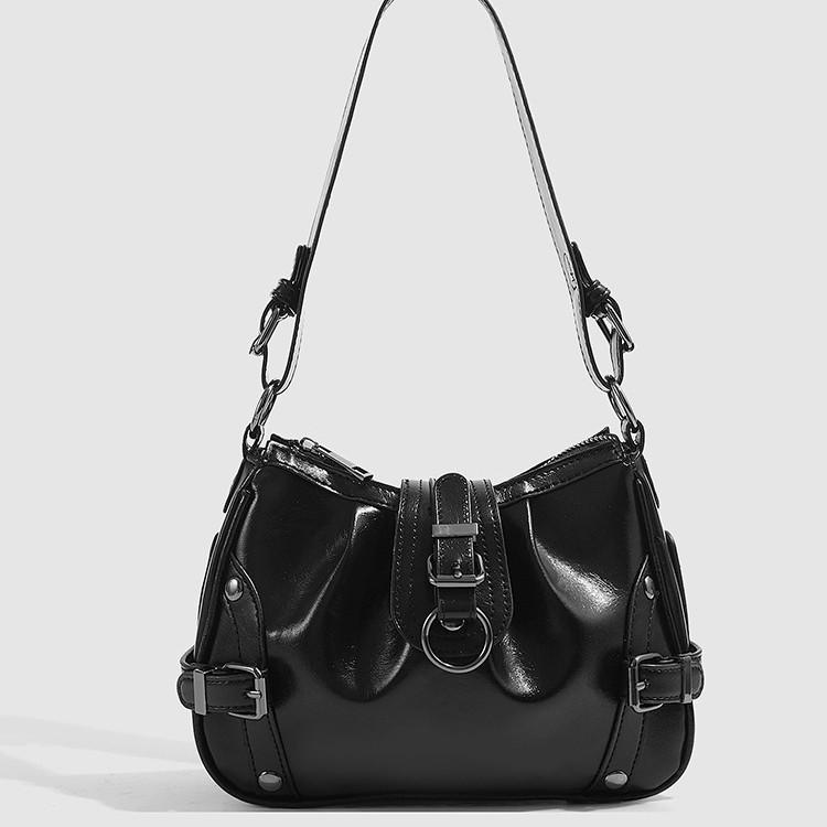 Bag Women 2025 New Niche Oil Wax Skin Underarm Bag Sweet Cool Spice Girl Modern Motorcycle Bag Commuter Shoulder Bag Tide