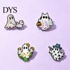 Ghost Theme Jewelry Halloween Cartoon Enamel Brooch, Spooky Metal Lapel Pin, Pin Sweater Cardigan Coat Suit Scarf Decor, Men Women Clothing