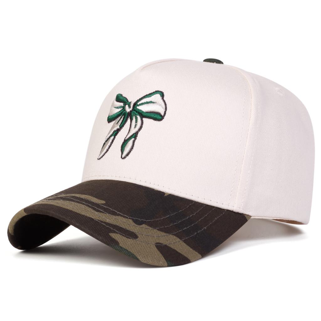 Unisex Bow Embroidery Baseball Caps Outdoor Adjustable Spring and Autumn Casual Sunscreen Hat