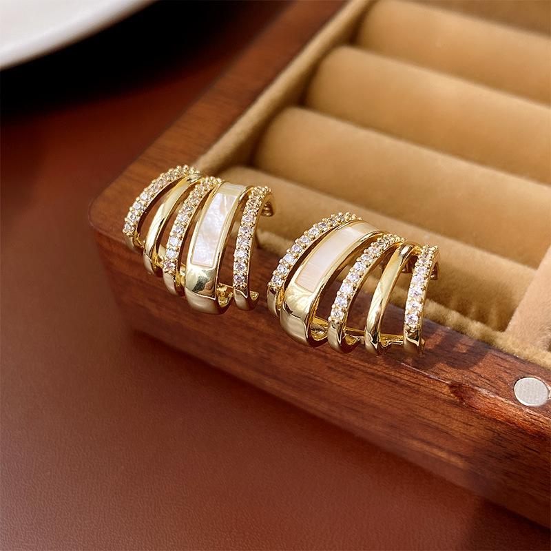 

Французские серьги-пусеты в форме когтя из хрусталя, роскошные серьги геометрической формы золотого цвета для женщин, девушек, свадебные украшения, подарки золотистый