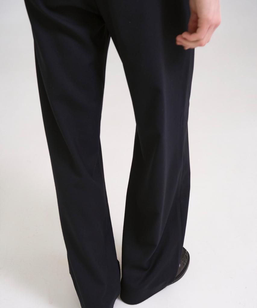 SSIN AND LEE Nocturnal Wide Pleated Wool Slacks Navy