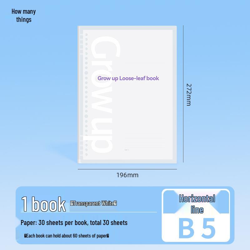 Comfortable Colorful Loose-Leaf Binder: B5/A4/A5, Detachable & Replaceable Pages, Ideal for College Students Studying for Exams
