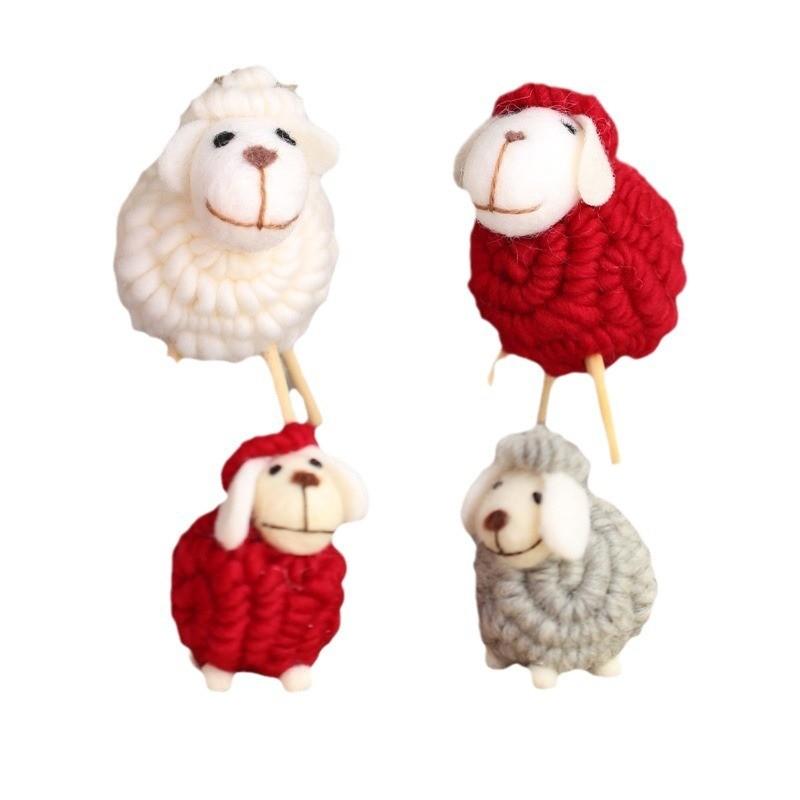 Festive Tabletop Christmas Tree Decor Felt Sheep Modern Design Holiday Parties