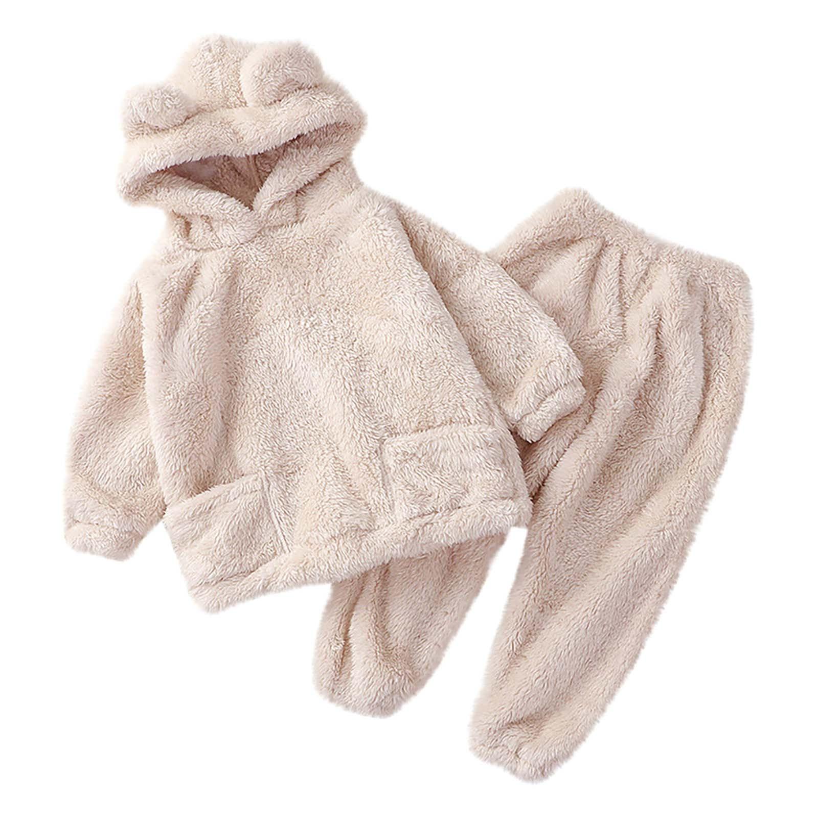 

Милый свитер для маленьких мальчиков и девочек, теплое пальто, одежда, фланелевый домашний пижамный костюм 2-3 Years бежевый