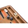Pochette de jeu Backgammon de voyage 9" Similicuir rouge - fermeture Zip - Interieur feutré: beige/orange/noir - 250501