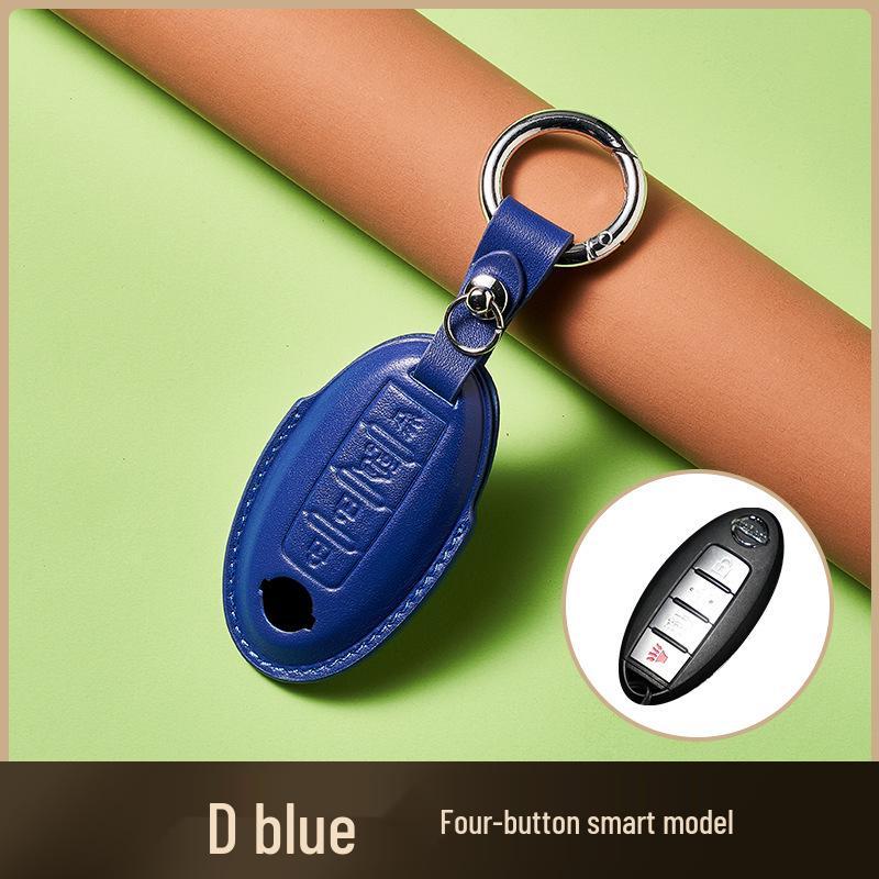 Skórzany Etui na Klucze ze Skóry Wyprawianej Roślinnie dla Nowego Kluczyka Samochodowego Sylphy Murano, Ręcznie Robiony Wzór Klamry dla Mężczyzn