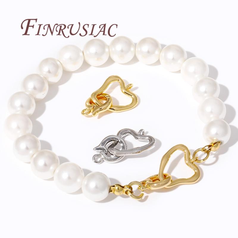 18K Real Gold Plated Heart Shape Connector Clasps,Pearl Clasp For Jewelry Making Findings DIY Accessories,Fastener Clasps