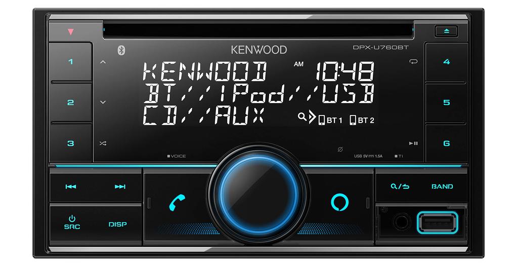 Kenwood 2DIN autorádio MP3 WMA AAC WAV FLAC kompatibilní s CD USB iPod Bluetooth KENWOOD DPX-U760BT