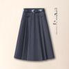 Elegant Coffee Woolen Pleated A-line Midi Skirt for Women - 2026 Spring/Autumn Fashion