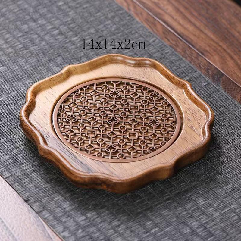 Chinese Retro Style Solid Wood Tea Tray Water Storage Tank Holder Portable Tea Tray Purple Clay Teapot Tea Tray Teaware