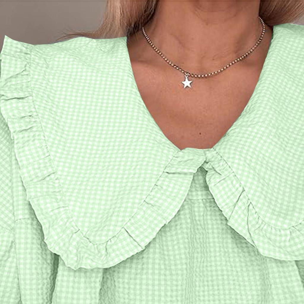 Women's Fashionable And Casual Puff Sleeve Lapel Doll Collar Loose Dress