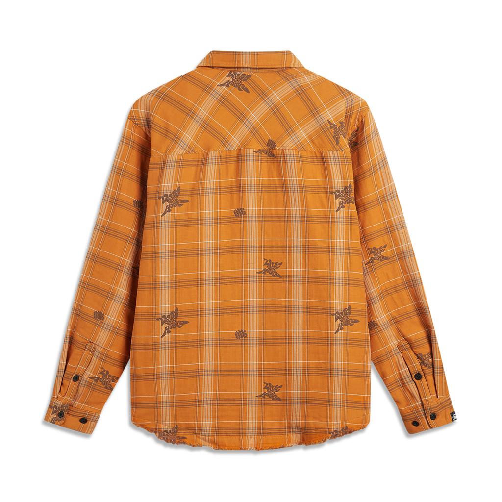 Li-Ning Anti-Five Series Full Print Checkered Single-Breasted Short Cotton Jacket Men Jacket Sand-Orange AJMU127-2