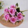 New 7 Heads Real Happy Flower 10 Colors Mini Natural Simulated Rose Photography Photo Gift Crystal Grass Bouquet Home Decorative