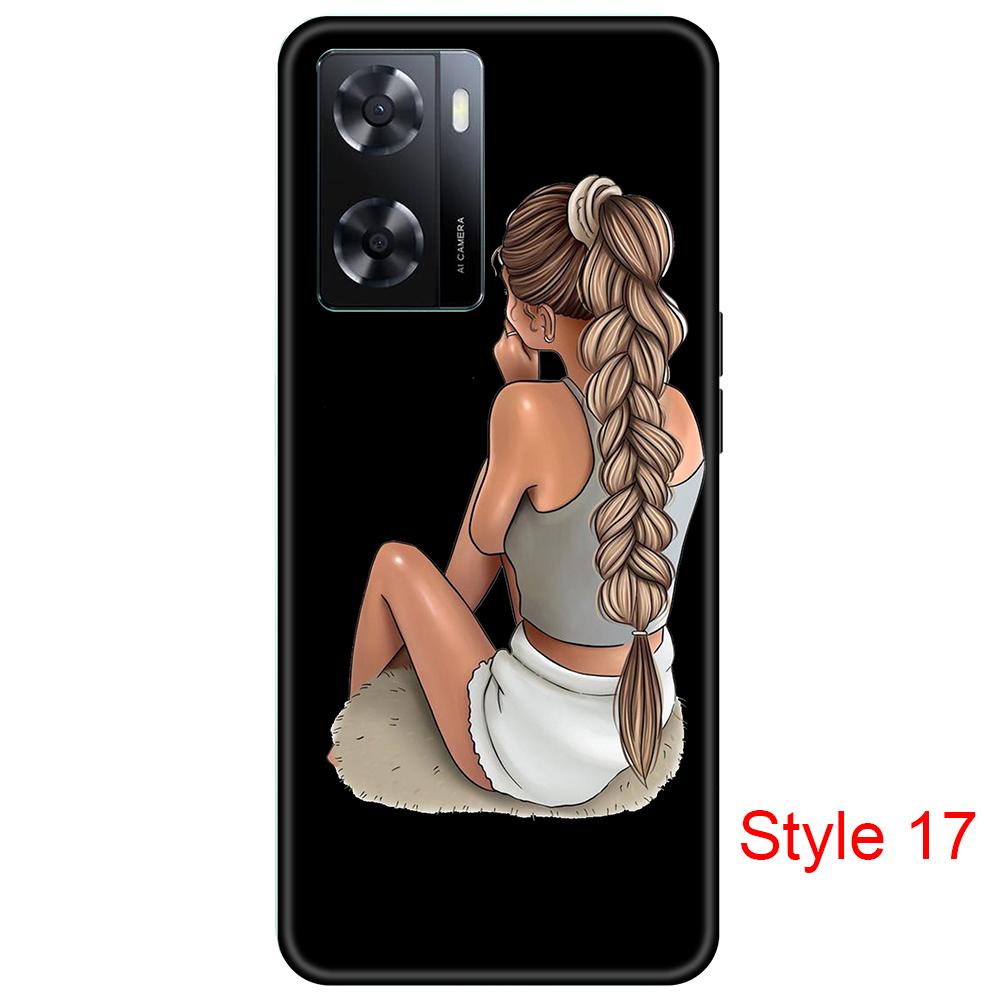 Black Case for Oppo A57 4G OppoA57 PFTM20 Cute Cartoon bumper Soft Silicon 6.56inch shockproof Full protection Cover