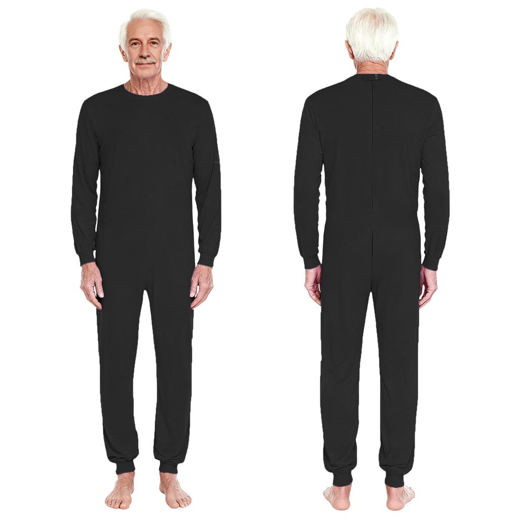 Unisex Yaşlı Anti Strip Adaptif Tulum Bisiklet Yaka Uzun Kollu Arka Fermuarlı Uzun Pantolon Tek Parça Tulumlar