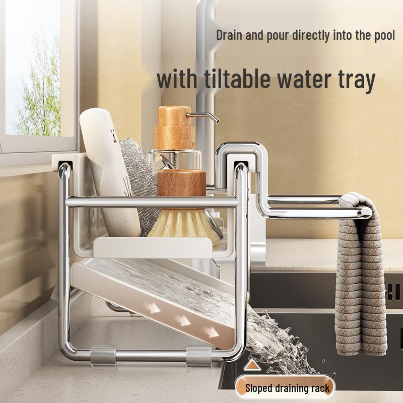 Multi-Functional Sink Sponge Holder Dish Rack - Hanging Kitchen Basket for Dishwashing Sponge and Rag Storage