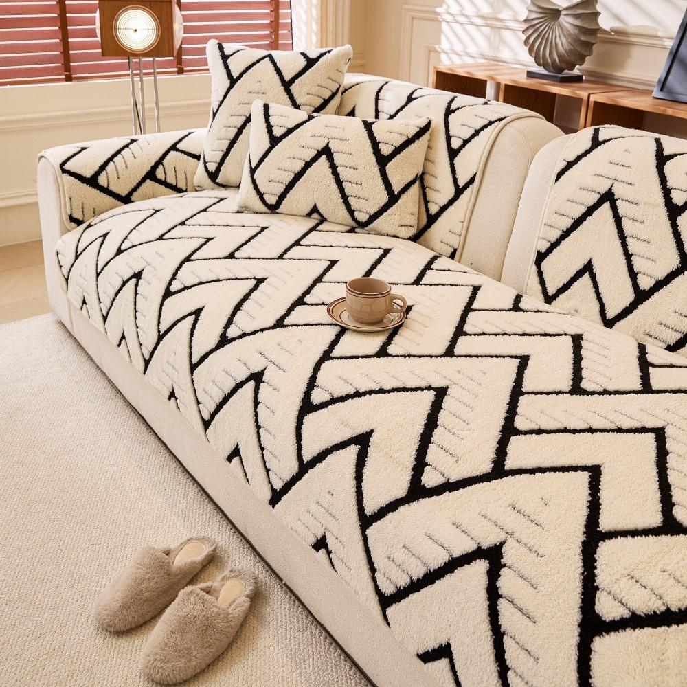 Modern Minimalist Plush Sofa Mat All Season Thickened Non-Slip Seat Cushion Sofa Cover Furniture Protector Living Room Couch