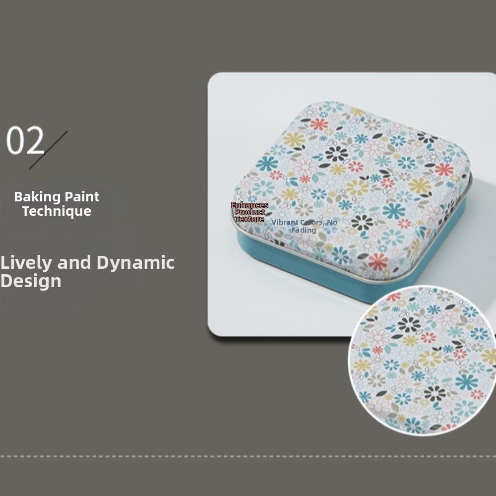 Square Shape Flip Top Tin Box Eco-Friendly Mini Sealed Jars Candy Storage Box  for Candy Storage