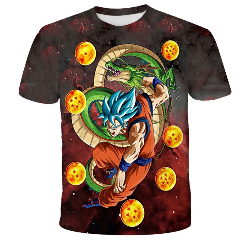 Camiseta Infantil Estampado 3D Son Goku Dragon Ball Verano Moda Casual Unisex Ropa Infantil Camisetas Tops