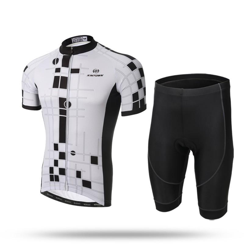 Mens Cycling Short Set Quick-Dry Breathable Sleeve Jersey Shorts Outdoor Bike Riding Gear