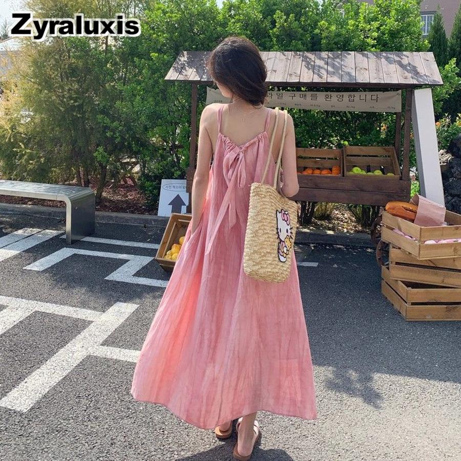 French Vintage Style Gradient Halter Dress for Women Summer Beach Vacation One-Shoulder Pink Beautiful Mini Skirt