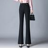 Women's High Waist Flare Pants Relaxed Fit Commuter Style Micro Stretch Suit Trousers With Side Pockets