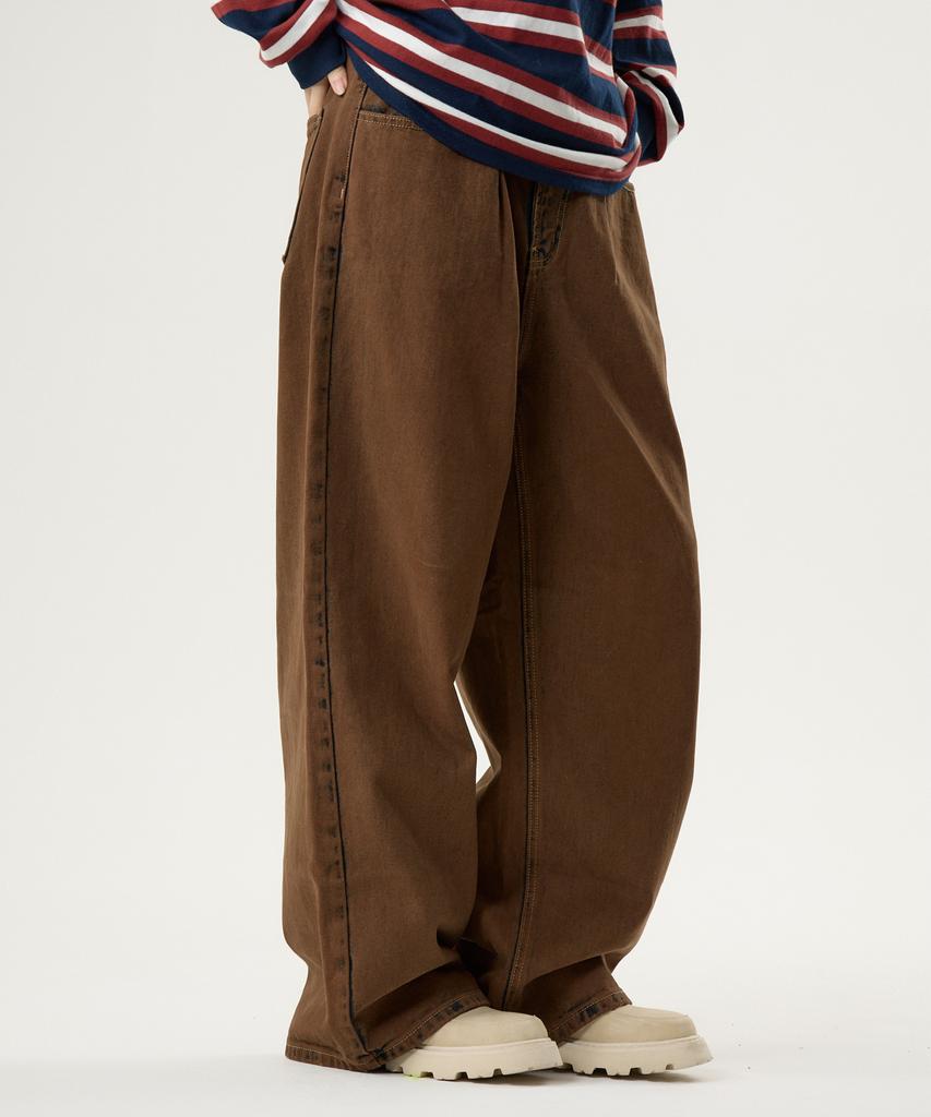 UNKNOWN PLANET Custom One-Pleat Dyed Pants Brown