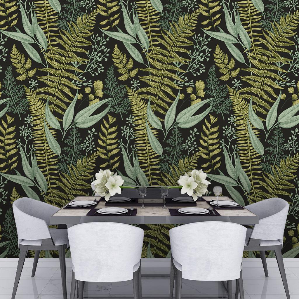 Green Leaf Peel and Stick Wallpaper Leaves Self Adhesive Wallpaper Removable Contact Paper for Drawers Bedroom Living Room Decor