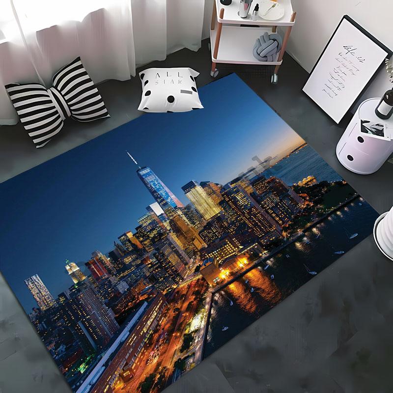 HD Printing New York City Theme Area Rug,Rugs Living Room Tapete for Bedroom Sofa Kitchen Doormat Decor,Kids Non-slip Floor Mat