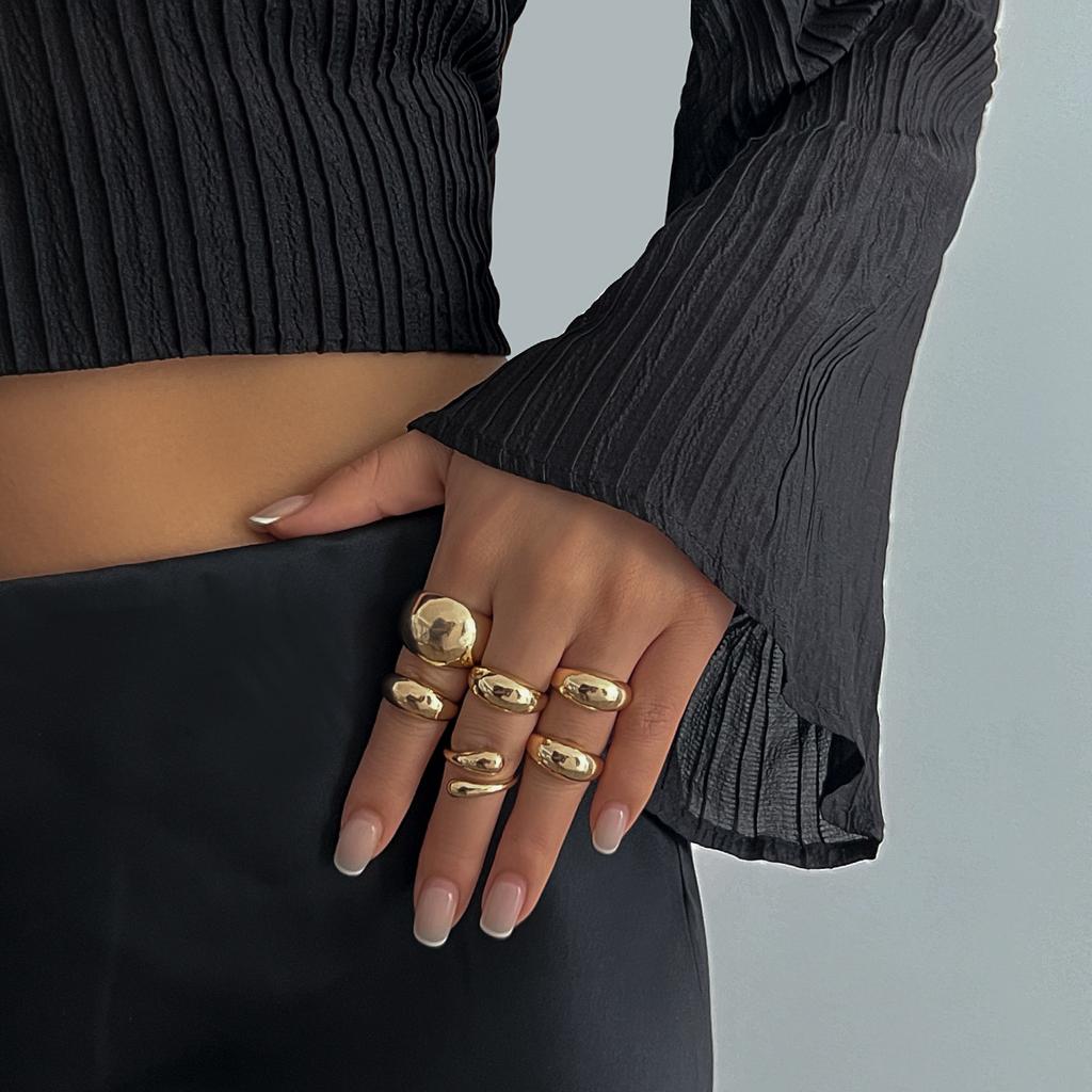 Wind Metal Smooth Water Droplet Hug Ring Female, Personality Design Sense Open Ring Rings