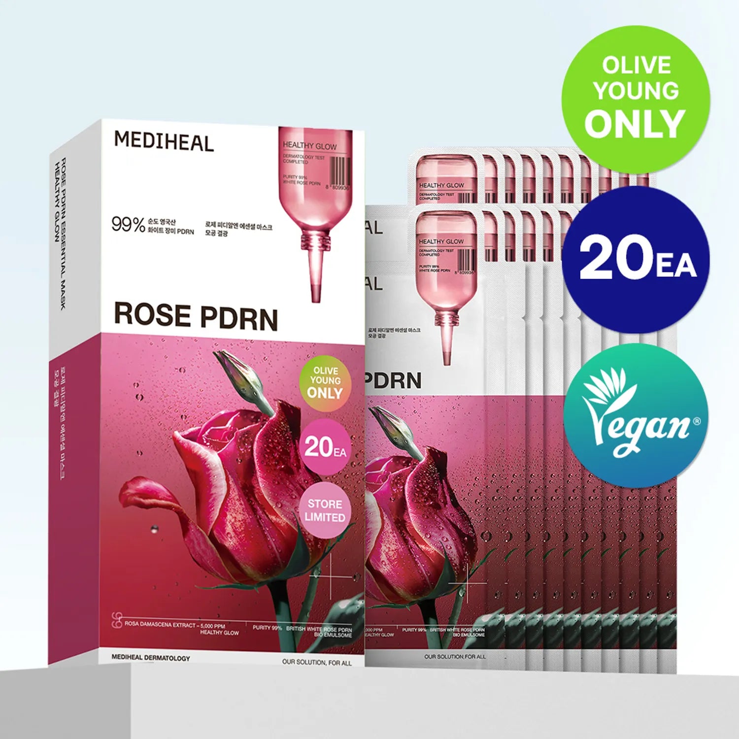 MEDIHEAL Rose PDRN Essential Mask Sheet For Healthy Glow 20ea 24ml*20ea