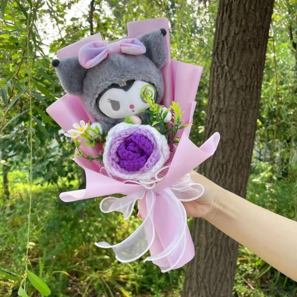 Bambole Gatto Kawaii Hello Kitty con Fiori Artificiali Bouquet Creativo Regali di Natale San Valentino Compleanno Laurea