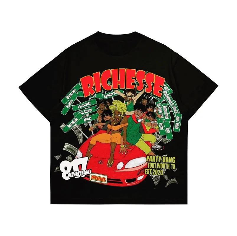 

2024 100% Хлопок Хип-хоп Оверсайз Мужская Футболка Уличная Одежда Монограммный Принт Линия Дизайнерская Футболка Харадзюку Топ с Коротким Рукавом 4XL