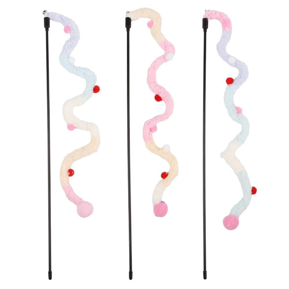 

Забавные игрушки для домашних животных, интерактивные игрушки для кошек, игрушки-палочки для кошек, гусеница, котенок, игровые игрушки, аксессуары для домашних животных 1pc розовый