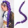 Purple Braided Ponytail Wig with Gold Silk Synthetic Fiber Hair Tie