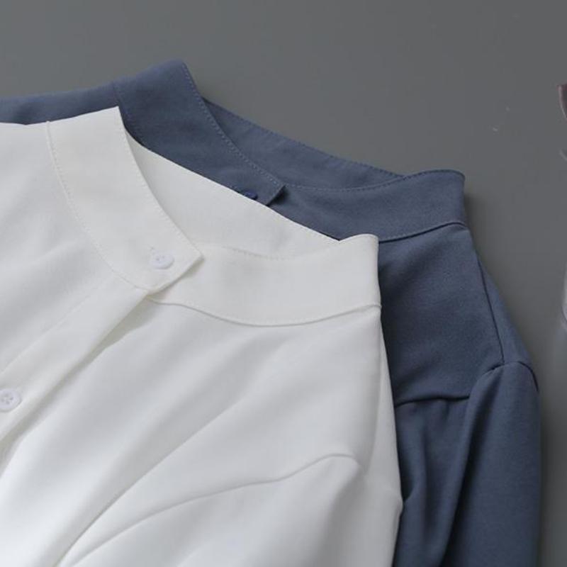 Dámské elegantní bílé černé volné halenky elegantní vintage s dlouhým rukávem a lucernou, kancelářské dámské univerzální design, elegantní dámské nové ležérní topy s výstřihem do O-neck