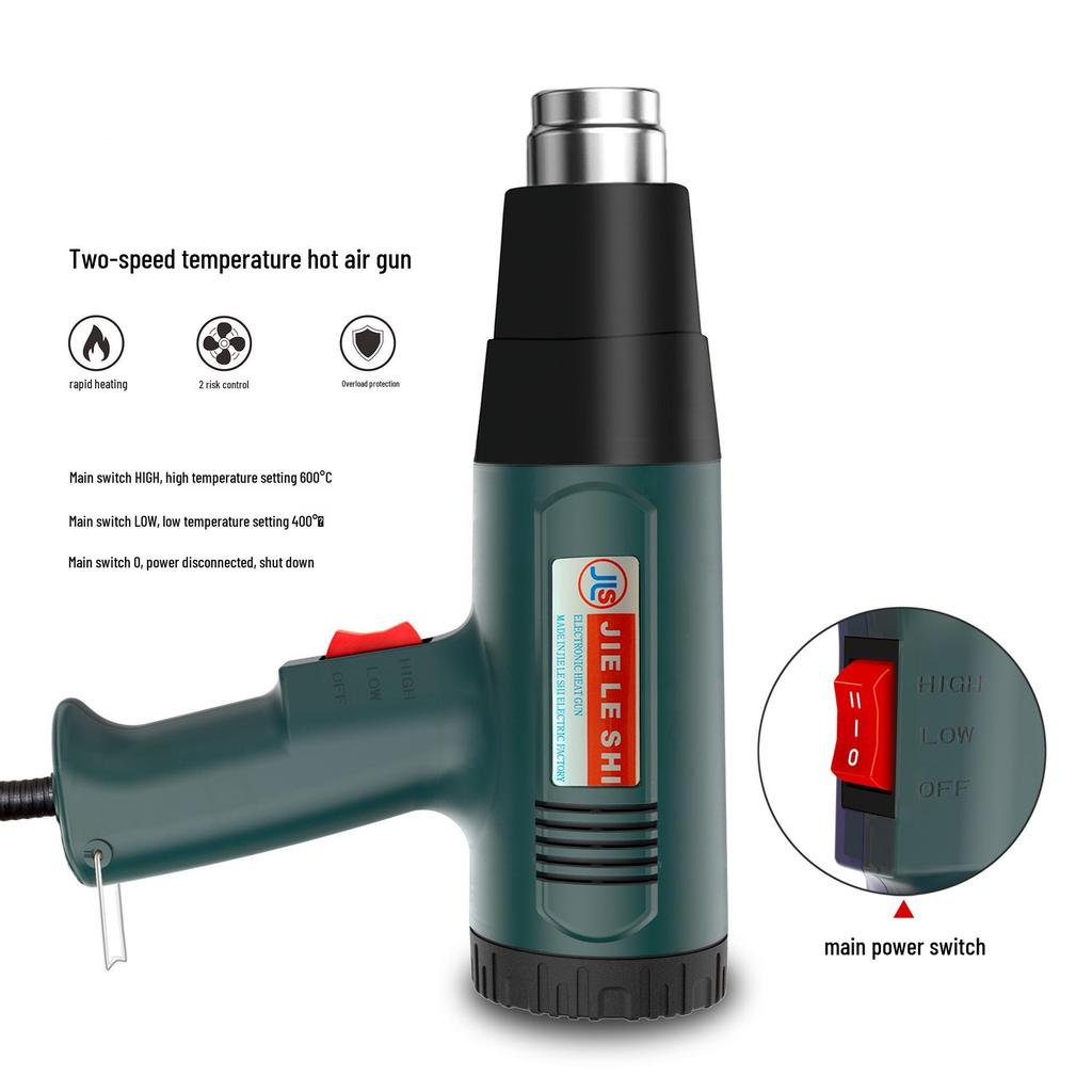 Handheld DIY Industrial Hot Air Gun for Car Film, Plastic Welding, and Drying.