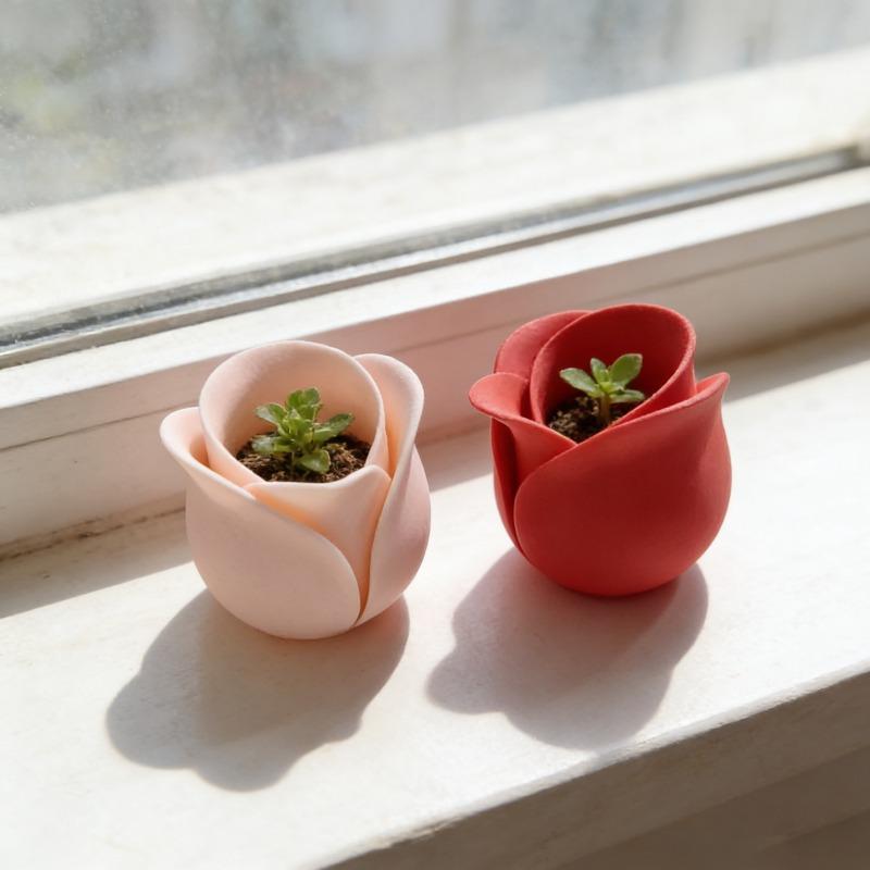 Rosenform Sukkulenten-Becken Blumentopf Kreative Mini-Sukkulenten-Töpfe Für Tägliche Gartenarbeit Heimdekoration Blumentöpfe