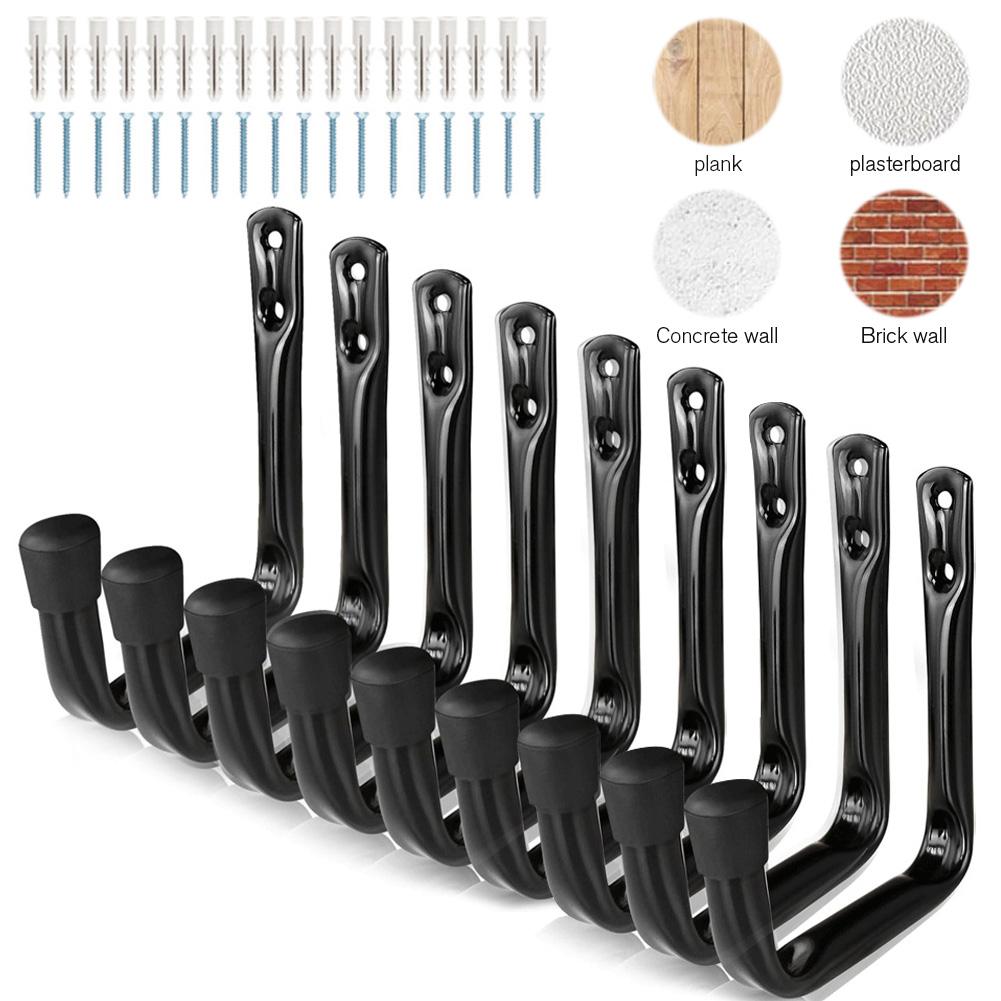 9PC Garage Hook Heavy Duty Wall Mount Hook Hanging Wall Mount Hanger for Ladder Extension Garden Tool