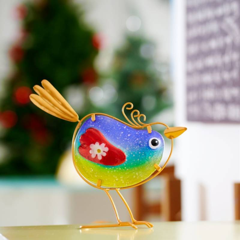 Glass Bird Garden Decor Painted Finish For Gift Giving And Home Decor
