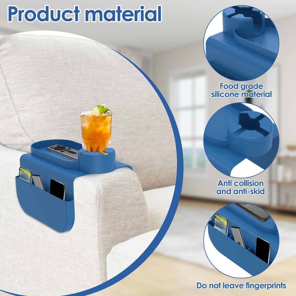 Silicone couch Cup Holder Sofa Armrest Tray Anti-Slip Sofa Coaster Arm Chair Couch Recliner Remote Control Organizer Holder