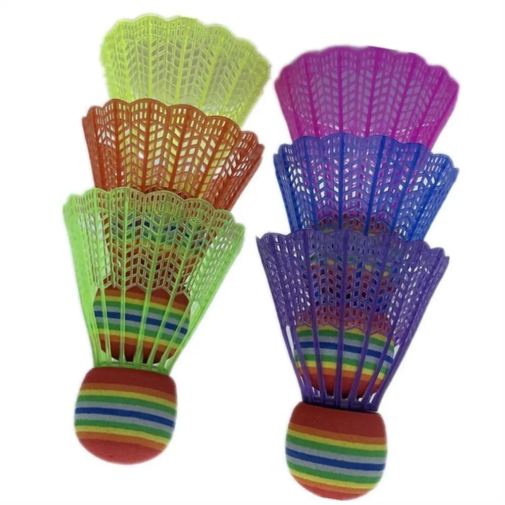 6Pcs EVA Badminton Shuttlecocks Rainbow Ball Head Badminton Trainer Durable Badminton Ball  Outdoor