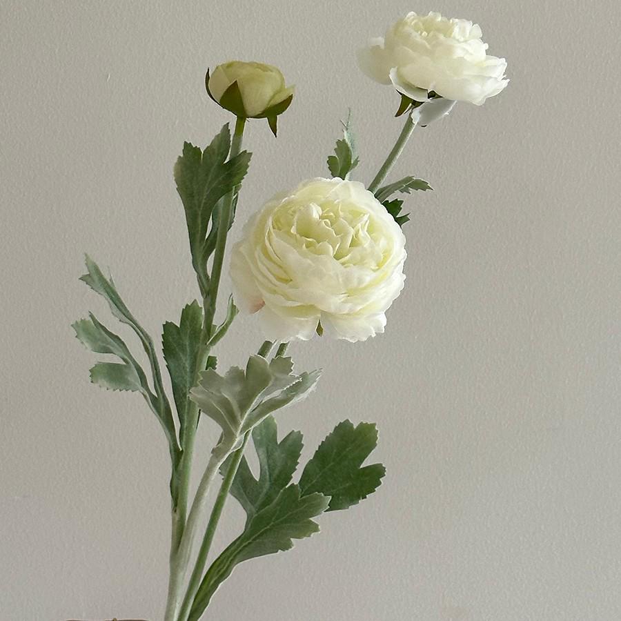 Composizione Floreale Artificiale di Peonie e Ranuncoli Floccati per Arredamento Casa